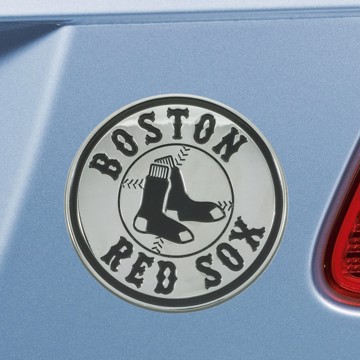 SLS FANMats Boston Red Sox Premium Solid Metal Chrome Raised Auto Emblem Decal Baseball 