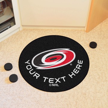 Picture of Carolina Hurricanes Personalized Hockey Puck Mat Rug