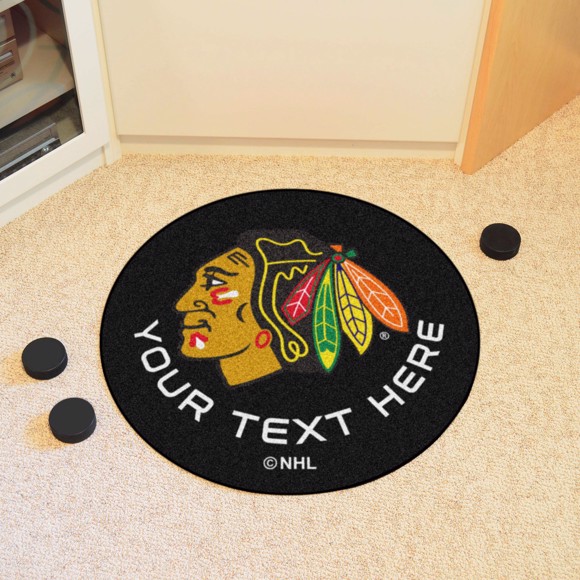 Picture of Chicago Blackhawks Personalized Hockey Puck Mat