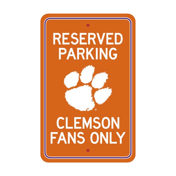 Picture of Clemson Tigers Team Color Reserved Parking Sign Décor 18in. X 11.5in. Lightweight
