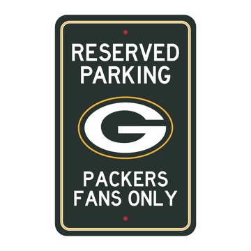 Picture of Green Bay Packers Team Color Reserved Parking Sign Décor 18in. X 11.5in. Lightweight