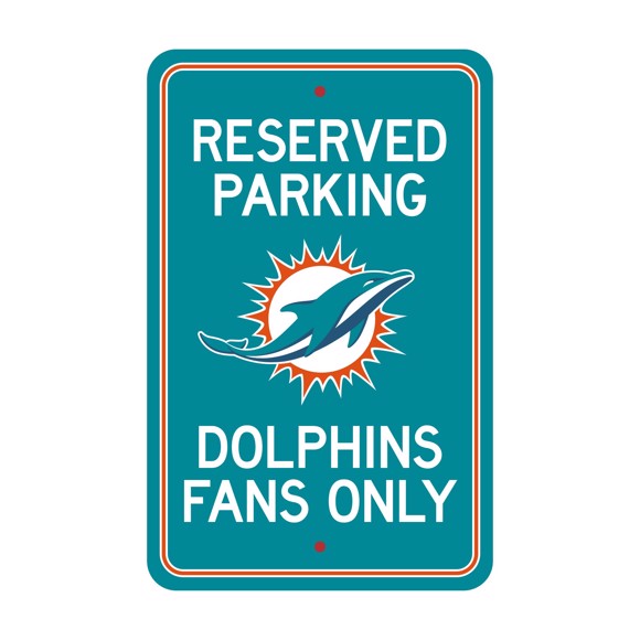 Picture of Miami Dolphins Team Color Reserved Parking Sign Décor 18in. X 11.5in. Lightweight
