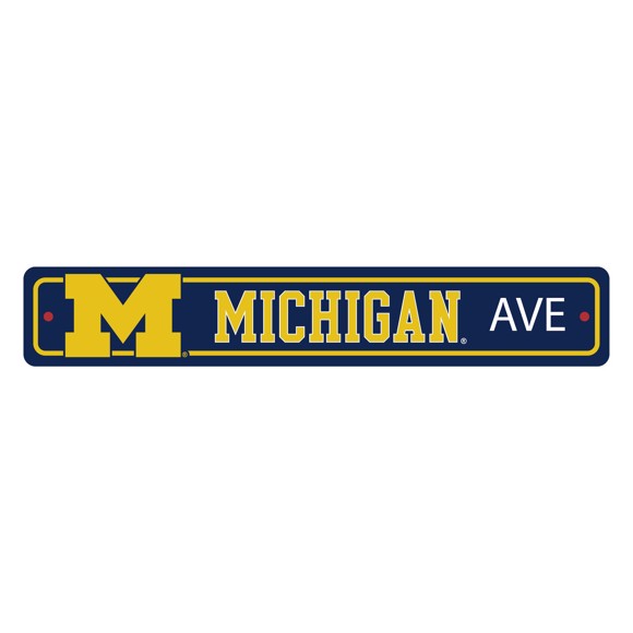Picture of Michigan Wolverines Team Color Street Sign Décor 4in. X 24in. Lightweight