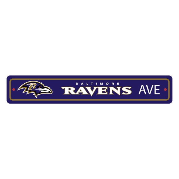 Picture of Baltimore Ravens Team Color Street Sign Décor 4in. X 24in. Lightweight