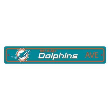 Picture of Miami Dolphins Team Color Street Sign Décor 4in. X 24in. Lightweight