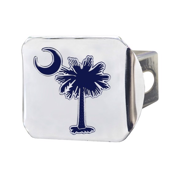 Picture of State of South Carolina - Palmetto Tree Blue Color Hitch Cover - Chrome