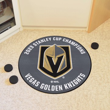 Picture of Vegas Golden Knights 2023 Stanley Cup Champions Hockey Puck Rug - 27in. Diameter