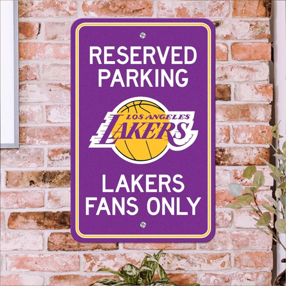 Picture of Los Angeles Lakers Team Color Reserved Parking Sign Décor 18in. X 11.5in. Lightweight