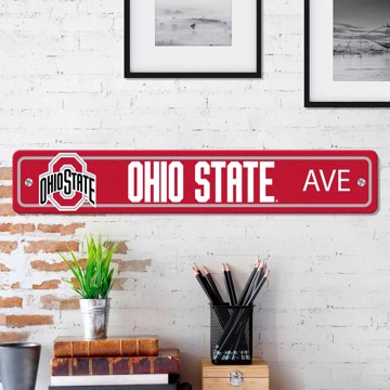 Picture of Ohio State Buckeyes Team Color Street Sign Décor 4in. X 24in. Lightweight