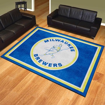 Picture of Milwaukee Brewers 8ft. x 10 ft. Plush Area Rug - Retro Collection