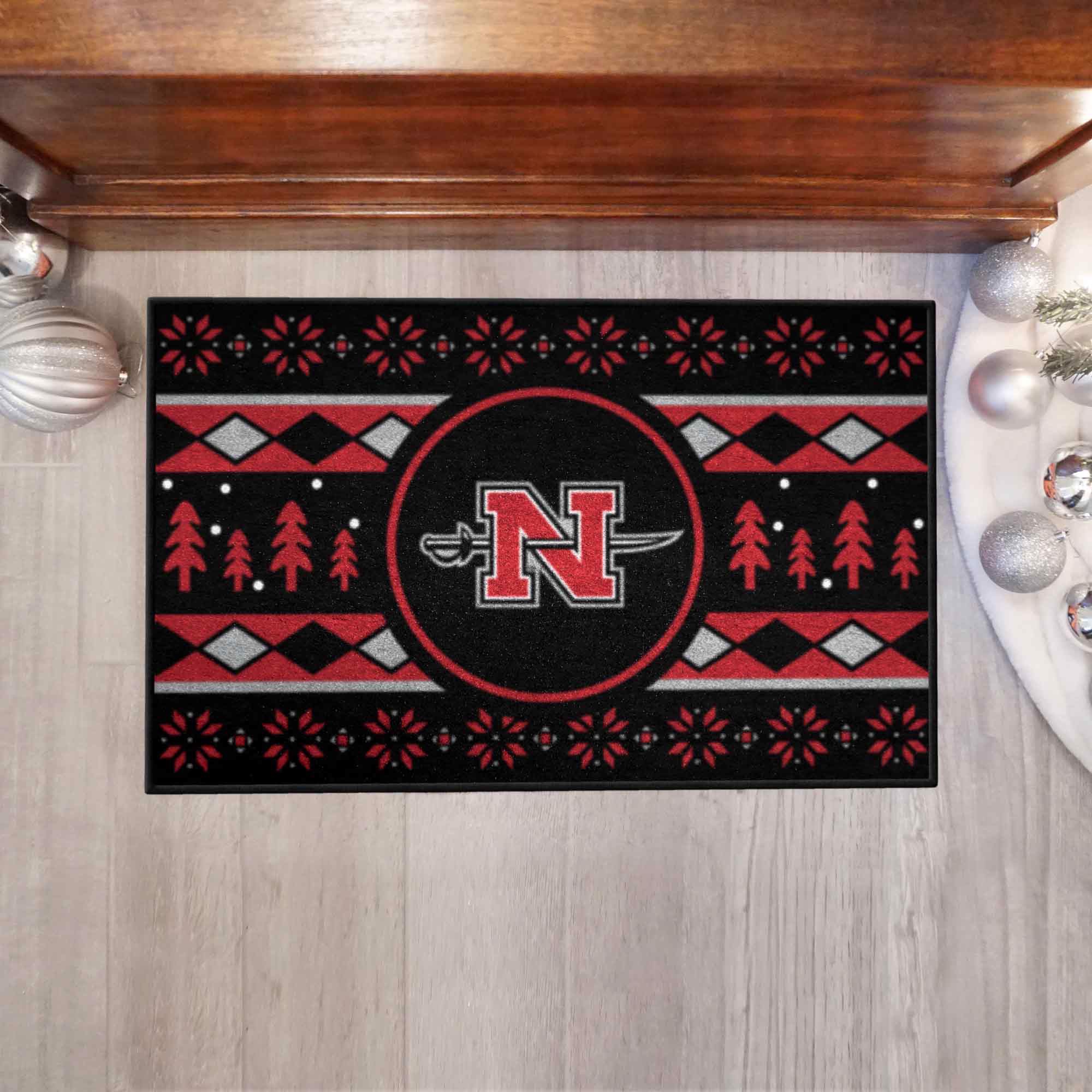 https://www.fanmats.com/images/thumbs/0273776_nicholls-state-colonels-holiday-sweater-starter-mat-accent-rug-19in-x-30in.jpeg