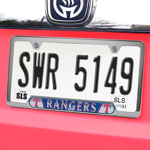 Picture of Texas Rangers Embossed License Plate Frame, 6.25in x 12.25in