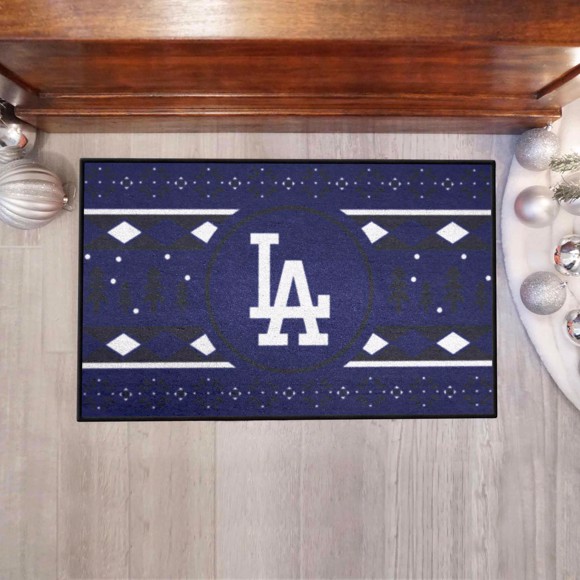 Picture of Los Angeles Dodgers Holiday Sweater Starter Mat Accent Rug - 19in. x 30in.