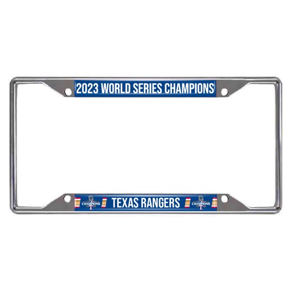 Picture of MLB – Texas Rangers - 2033 World Series Champions Chrome Metal License Plate Frame, 6.25in x 12.25in